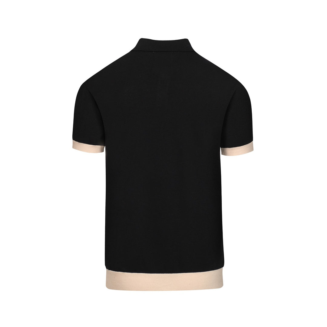 Men's black vintage 1977 jacquard polo shirt
