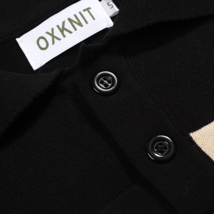 Men's black vintage 1977 jacquard polo shirt
