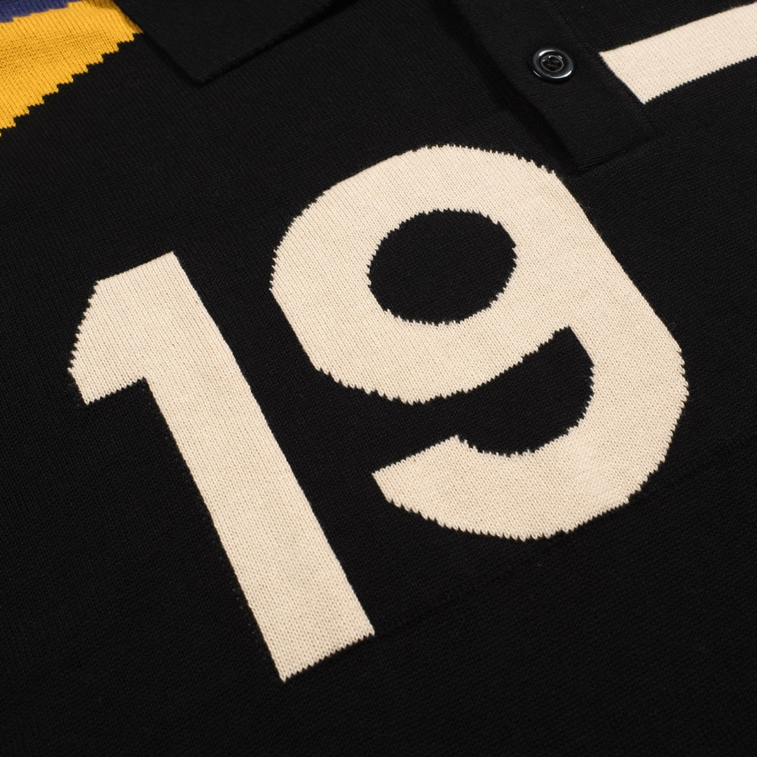 Men's black vintage 1977 jacquard polo shirt