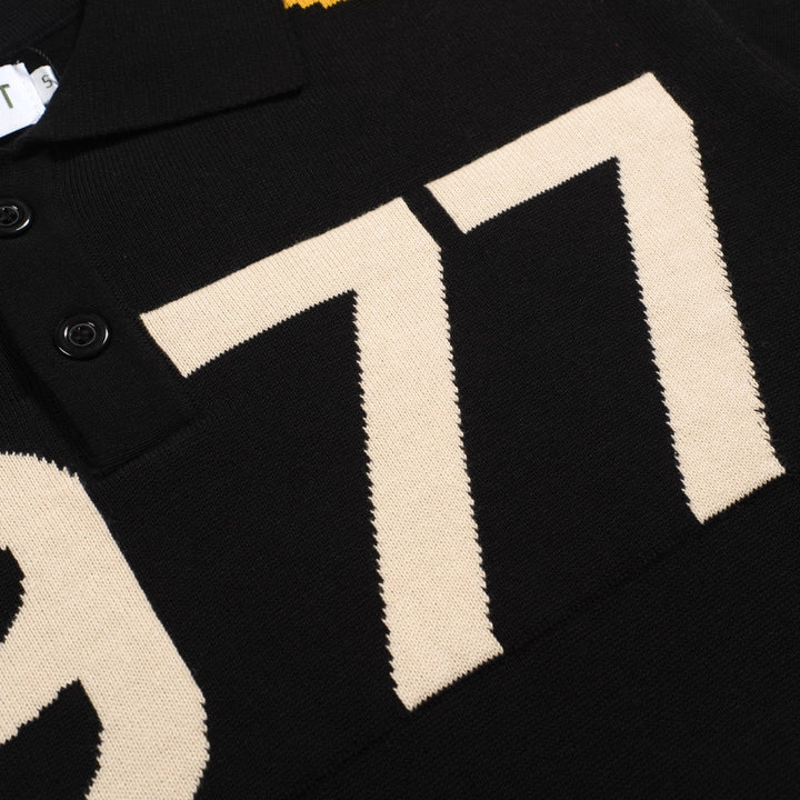 Men's black vintage 1977 jacquard polo shirt