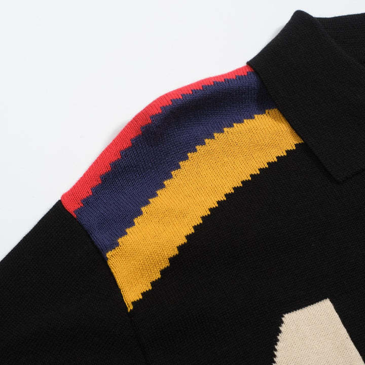 Men's black vintage 1977 jacquard polo shirt