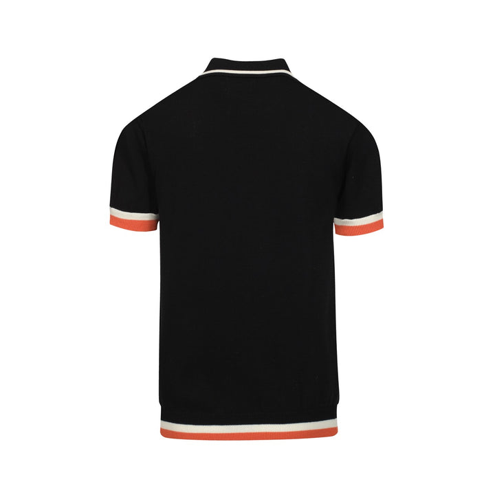 Men's black vintage 1974 jacquard V-neck polo shirt