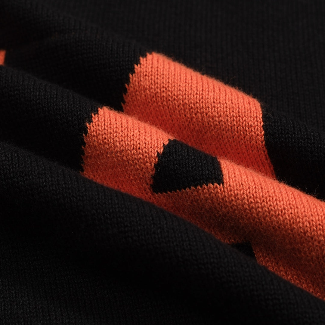 Men's black vintage 1974 jacquard V-neck polo shirt