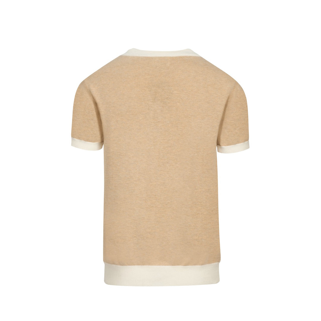 Men's khaki gold thread vintage jacquard 1971 knit T-shirt
