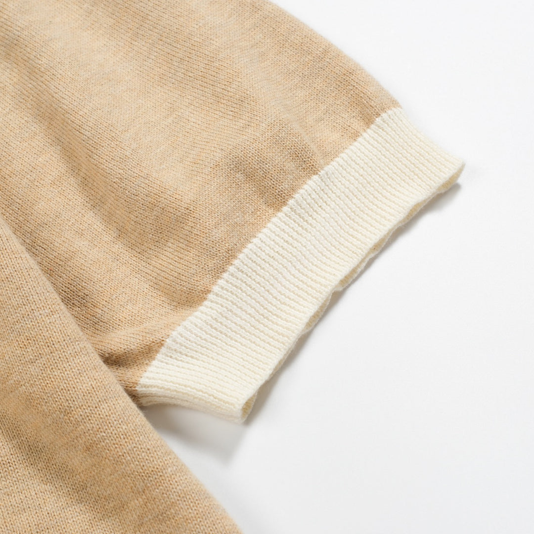 Men's khaki gold thread vintage jacquard 1971 knit T-shirt
