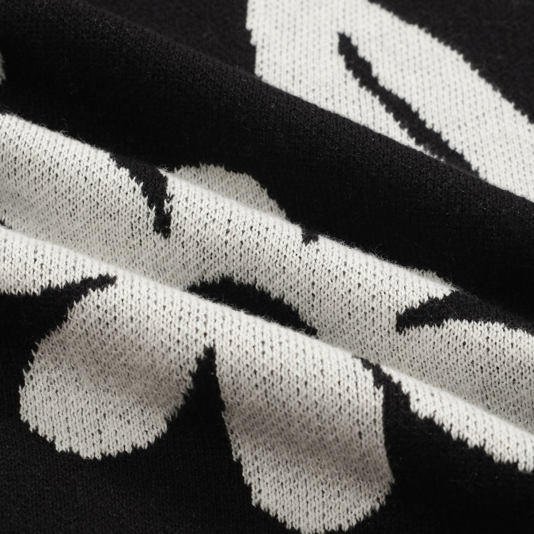 Men's black vintage floral jacquard street knit cardigan