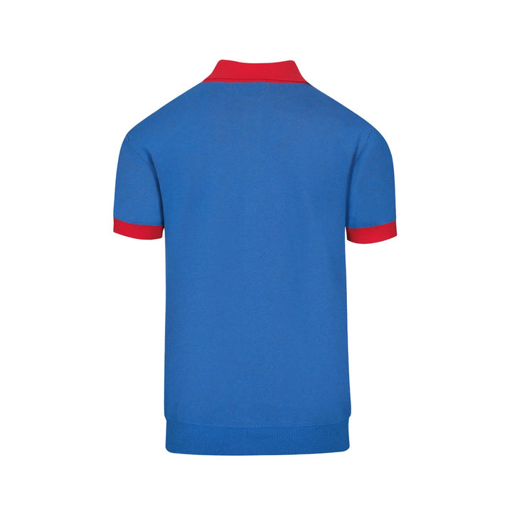 Men's blue flame retro jacquard knit shirt