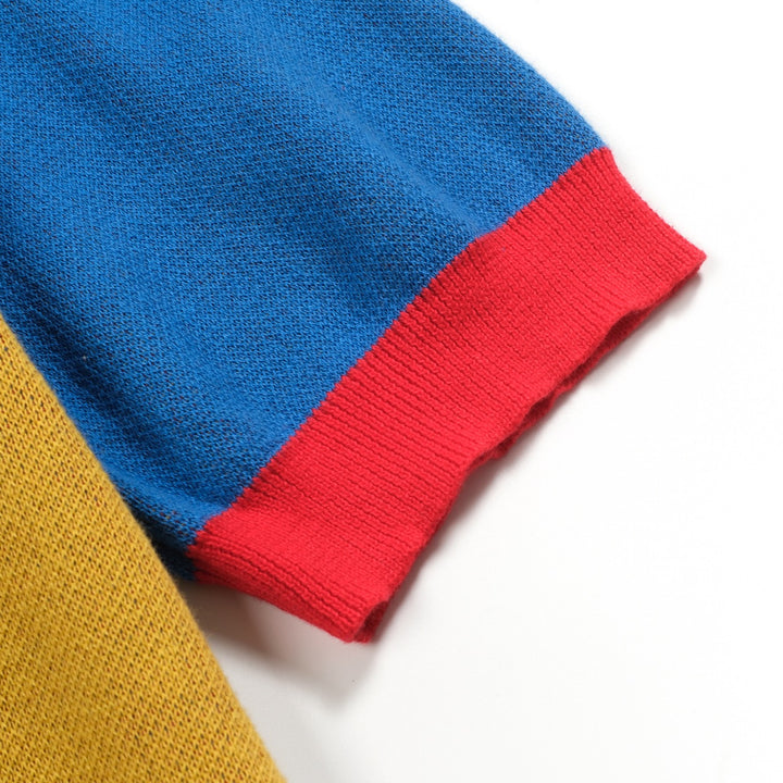 Men's blue flame retro jacquard knit shirt