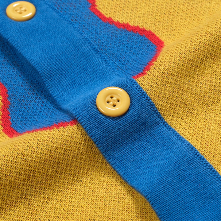 Men's blue flame retro jacquard knit shirt