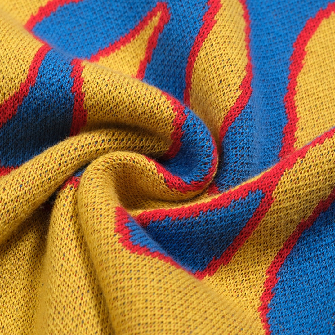 Men's blue flame retro jacquard knit shirt