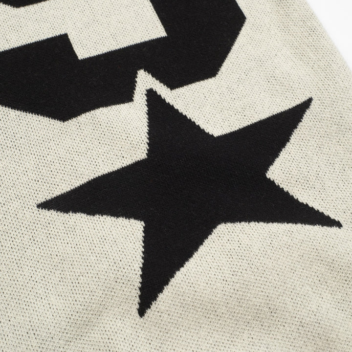 Beige typsnitt för män89" jacquard V-ringad pikétröja