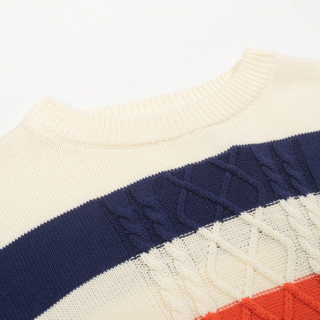 Kvinnor retro krämvit tvinnad stickad jacquardstickad plagg