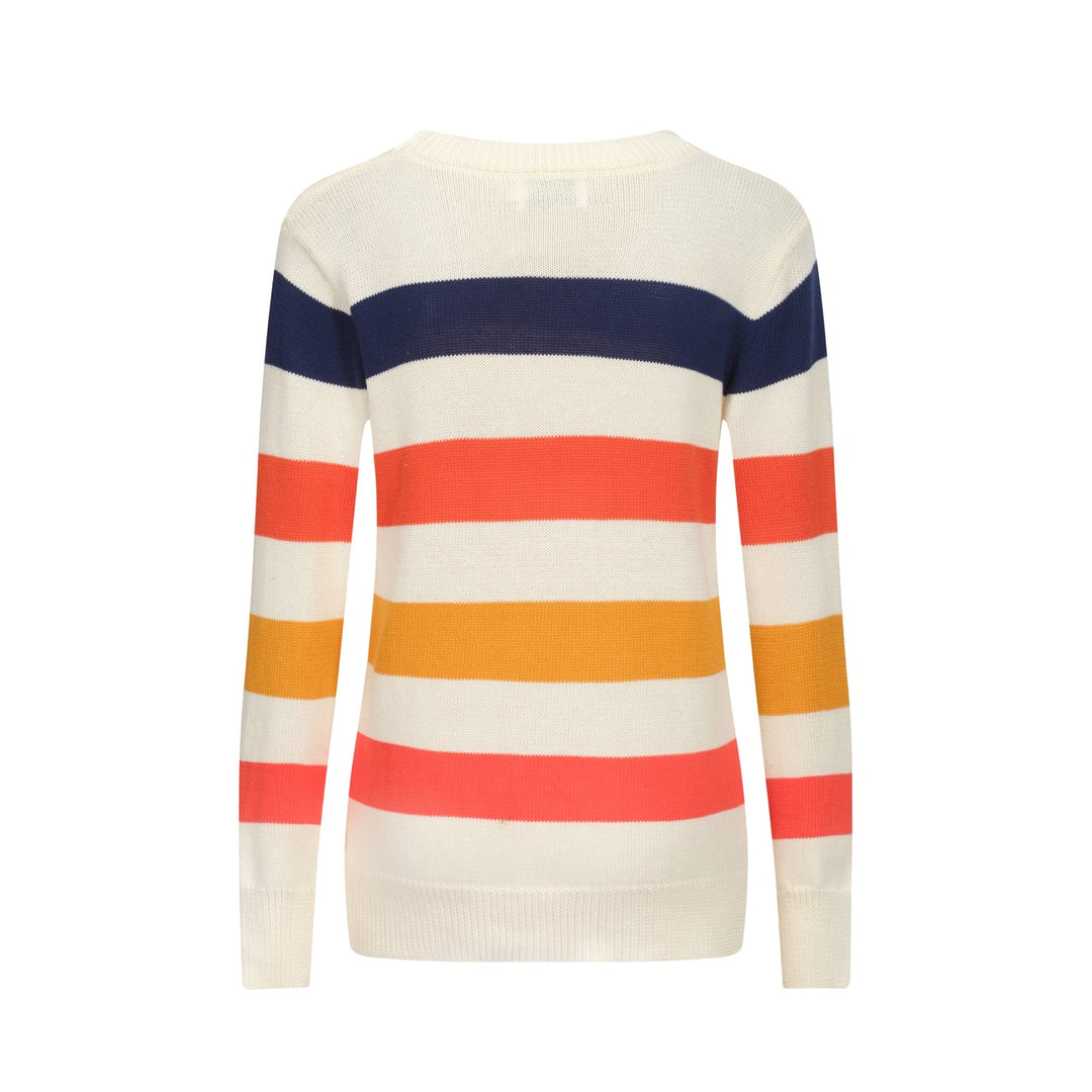 Kvinnor retro krämvit tvinnad stickad jacquardstickad plagg