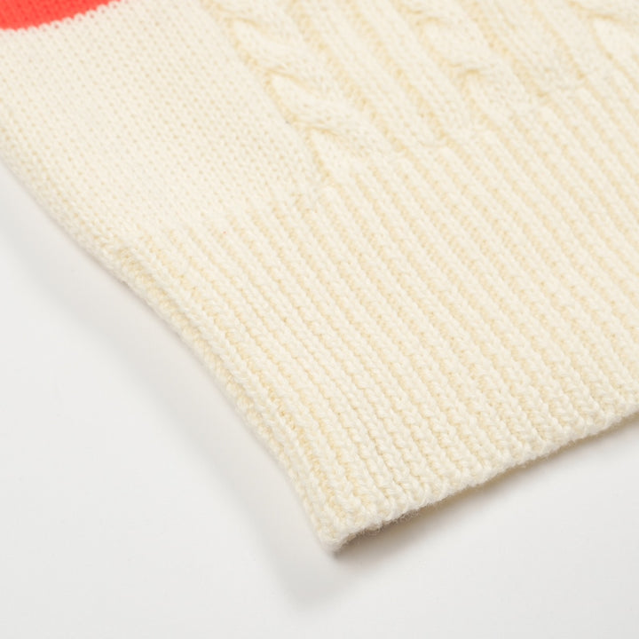 Kvinnor retro krämvit tvinnad stickad jacquardstickad plagg