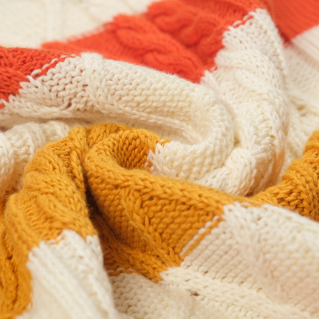 Kvinnor retro krämvit tvinnad stickad jacquardstickad plagg