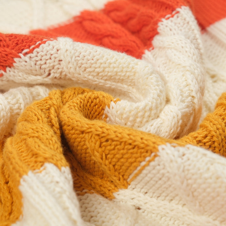 Kvinnor retro krämvit tvinnad stickad jacquardstickad plagg