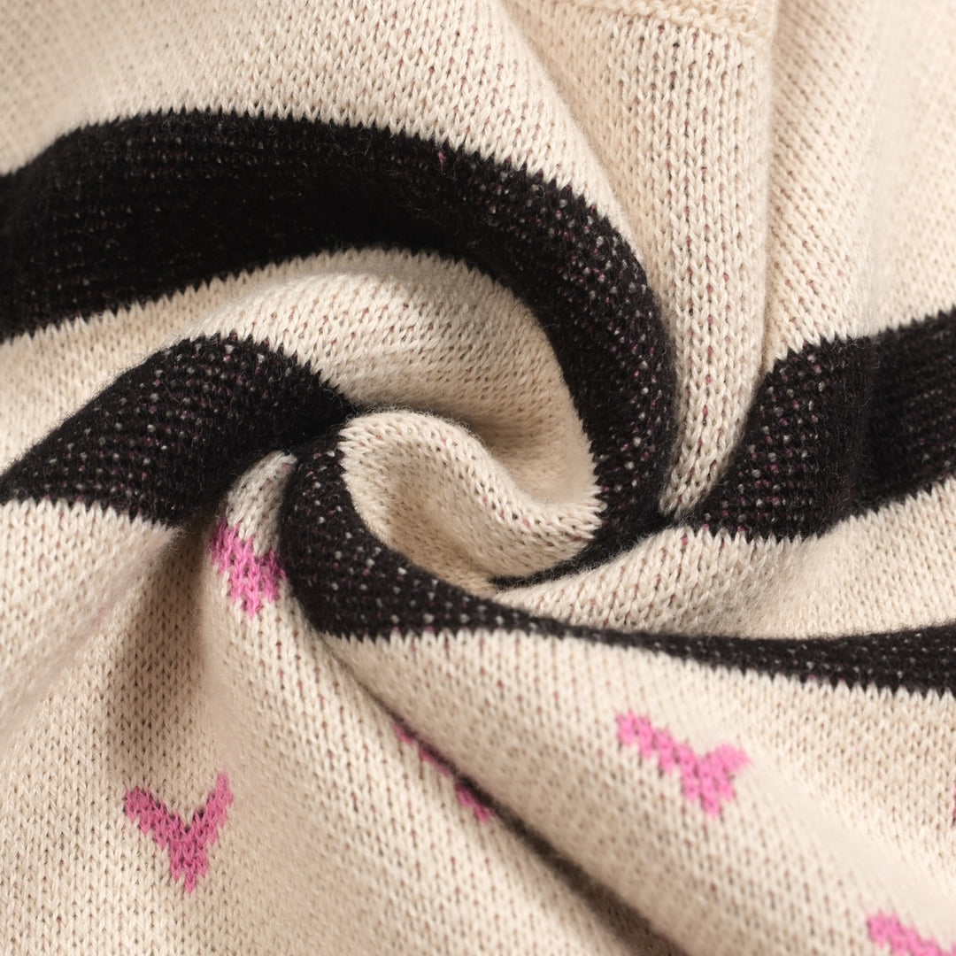 Kvinders abrikosfarvede animalske vintage jacquardstrik
