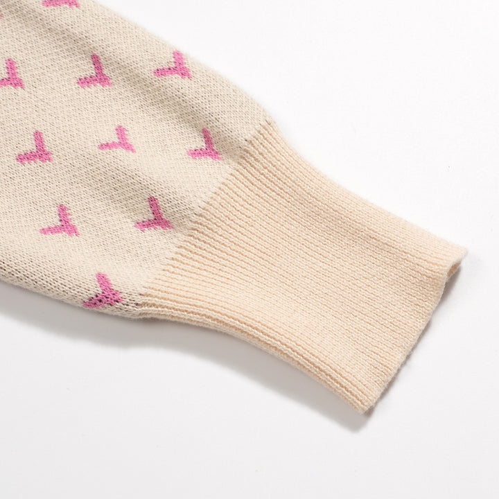 Kvinders abrikosfarvede animalske vintage jacquardstrik