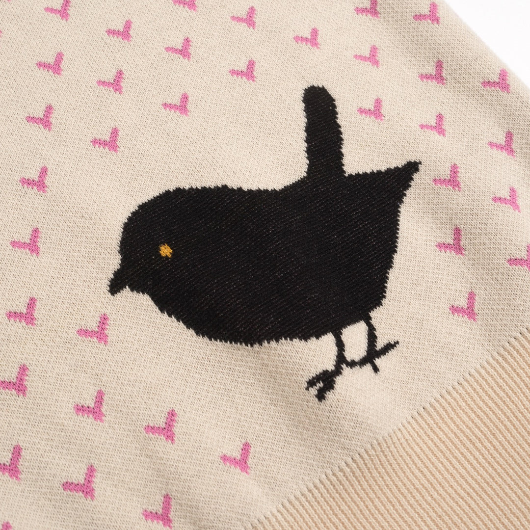 Kvinders abrikosfarvede animalske vintage jacquardstrik