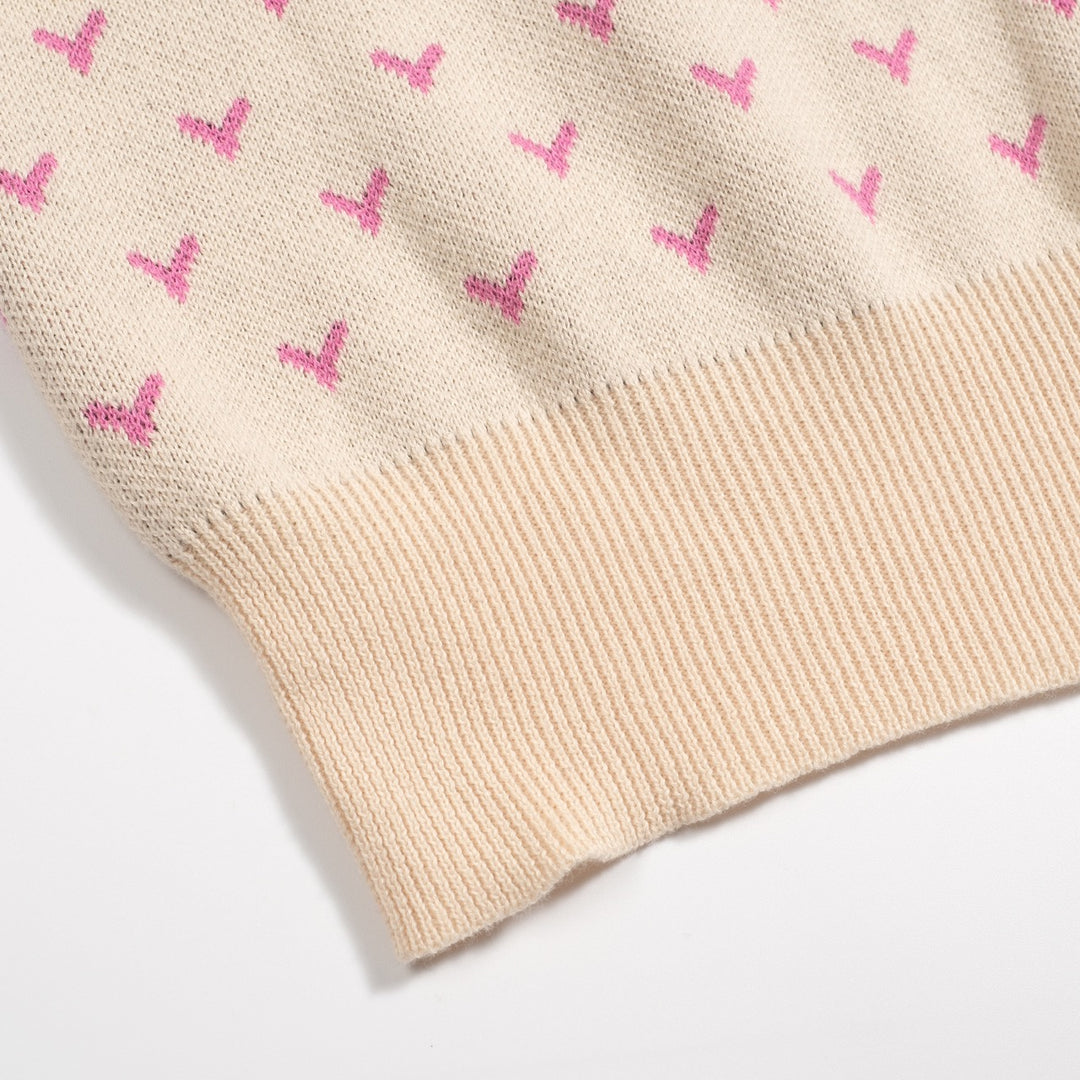 Kvinders abrikosfarvede animalske vintage jacquardstrik