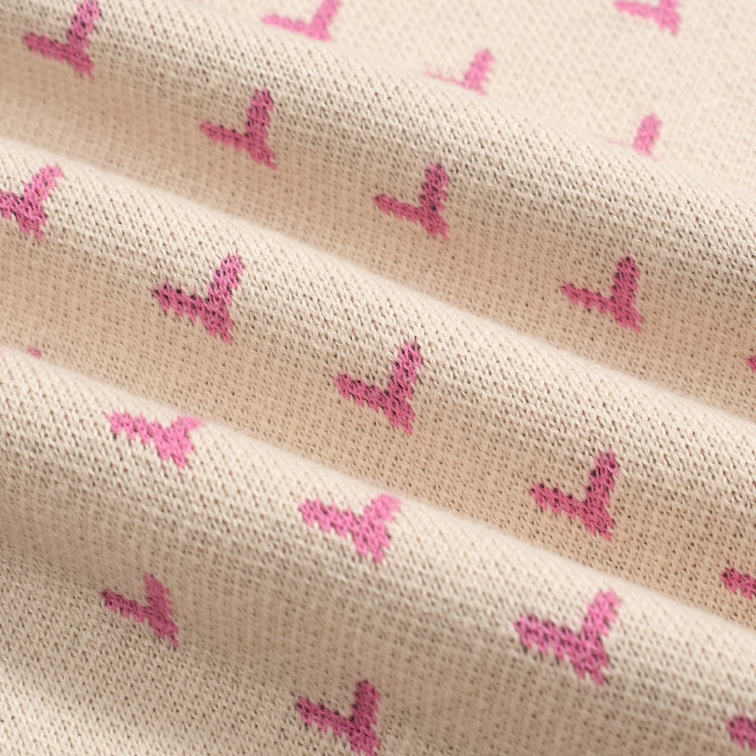 Kvinders abrikosfarvede animalske vintage jacquardstrik