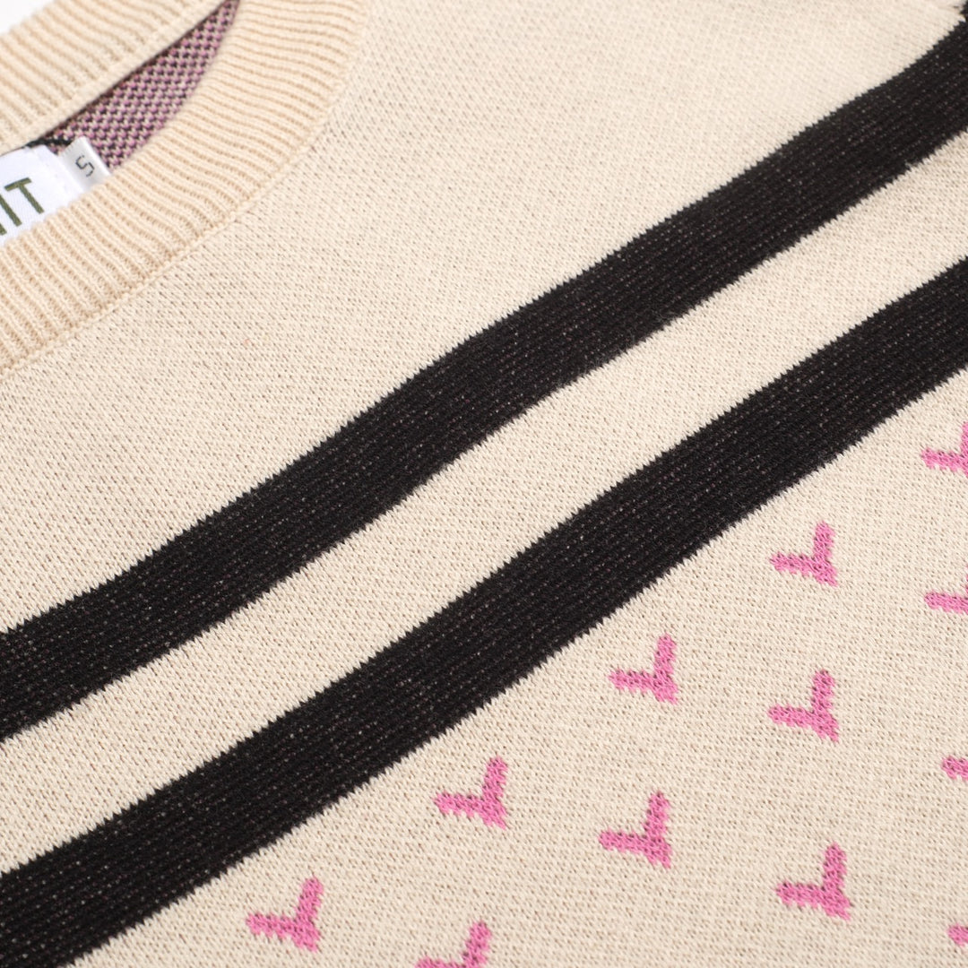 Kvinders abrikosfarvede animalske vintage jacquardstrik