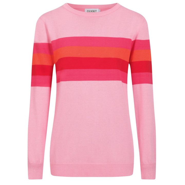 Women's pink striped retro jacquard knitwear