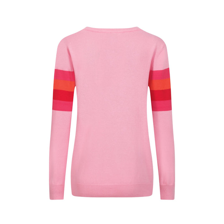 Women's pink striped retro jacquard knitwear