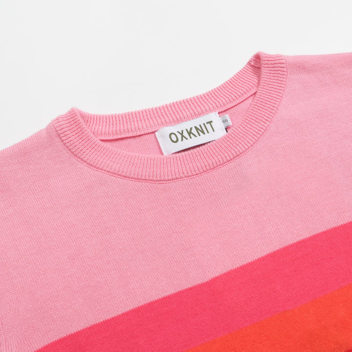 Women's pink striped retro jacquard knitwear