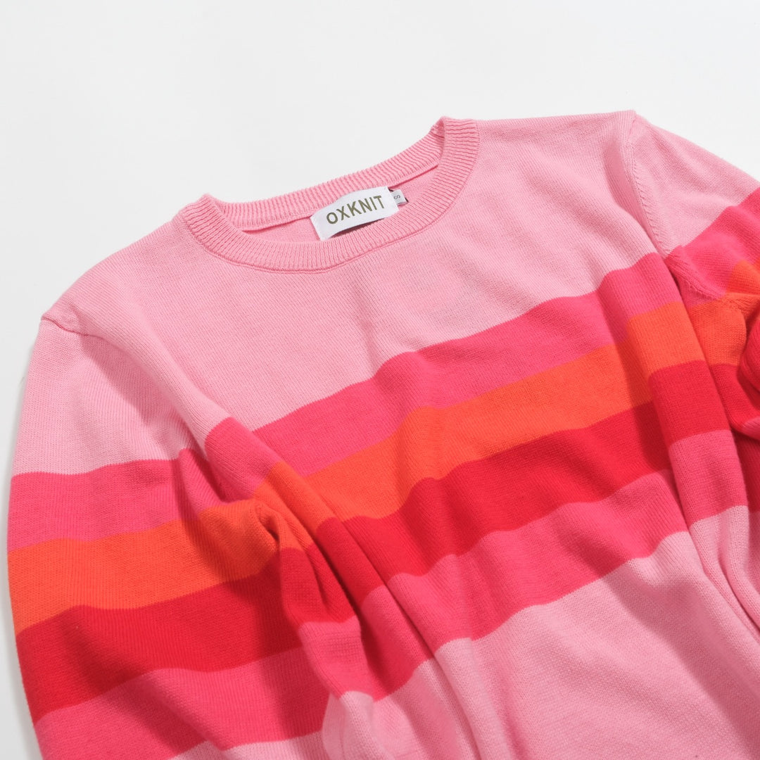 Women's pink striped retro jacquard knitwear