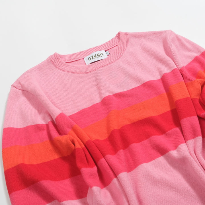 Women's pink striped retro jacquard knitwear
