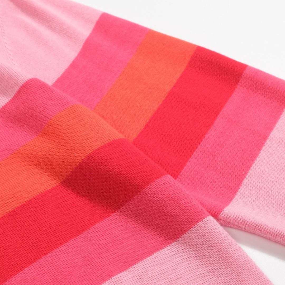 Women's pink striped retro jacquard knitwear
