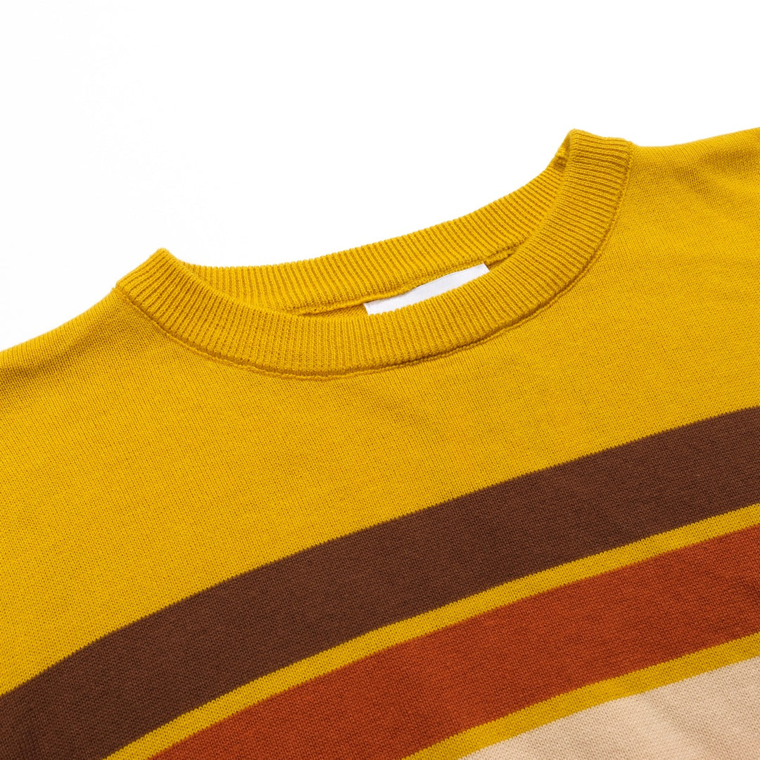 Women's yellow striped vintage jacquard knitwear