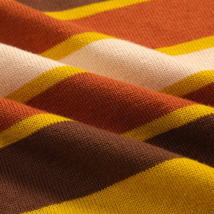 Women's yellow striped vintage jacquard knitwear