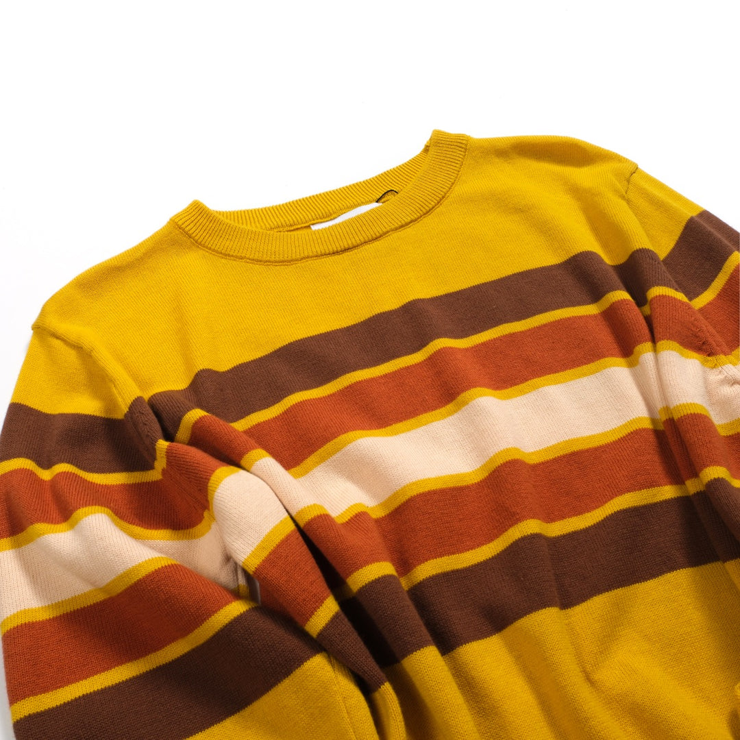 Women's yellow striped vintage jacquard knitwear