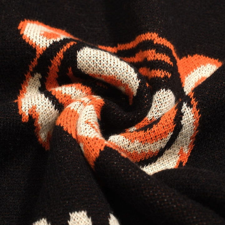 Retro jacquard gebreid T-shirt voor heren met V-hals