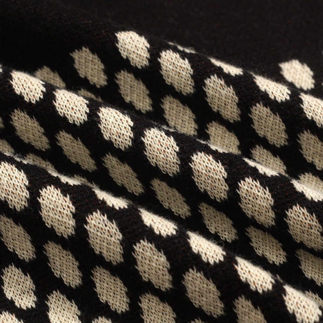 Retro jacquard gebreid T-shirt voor heren met V-hals