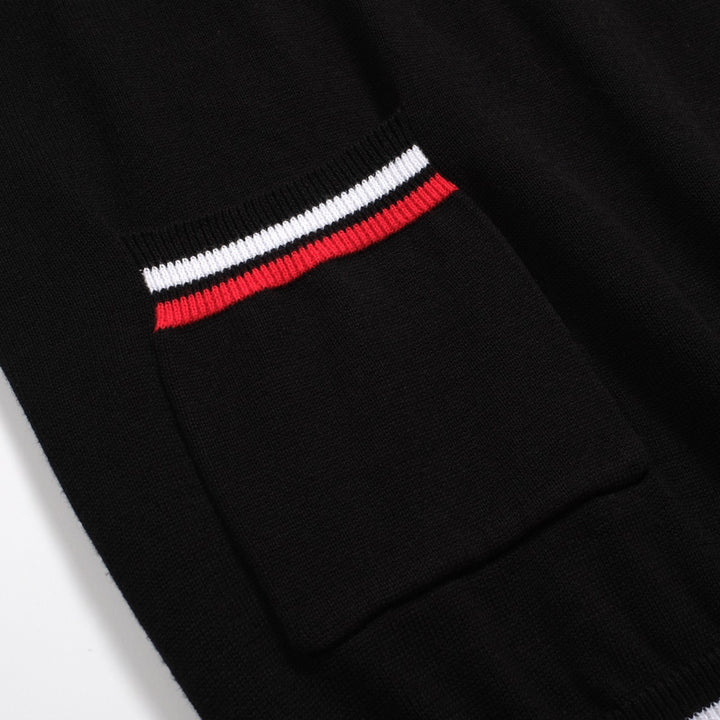 Camiseta de malha de decote em V Retro Black Retro