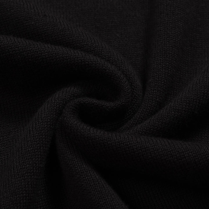Camiseta de malha de decote em V Retro Black Retro