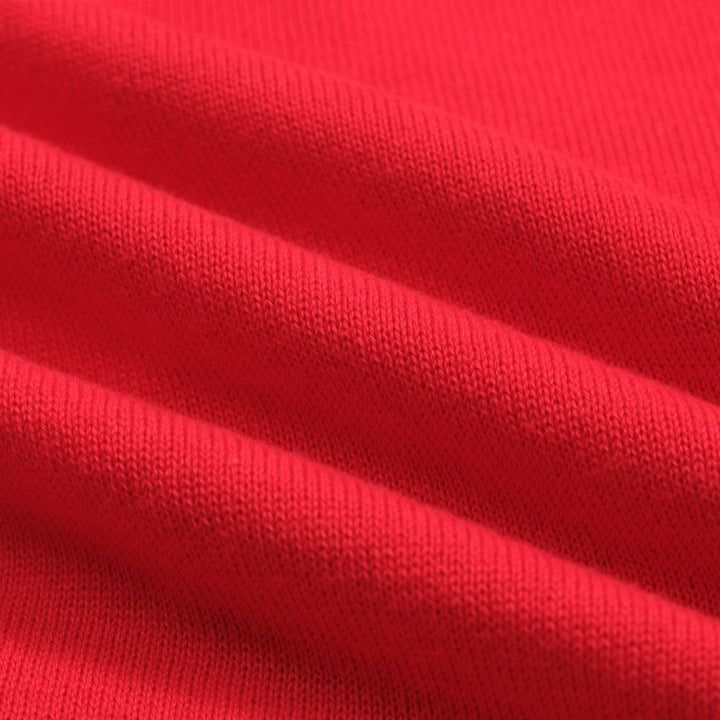 Women's red vintage jacquard V-neck knit T-shirt