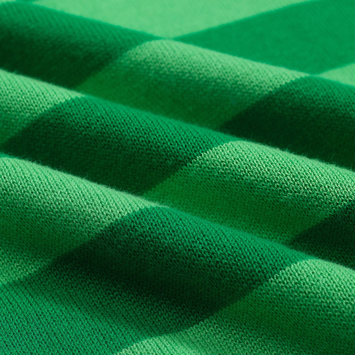 Polo da donna in maglia con maniche a sbuffo a righe verdi