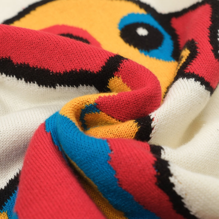 Women's white vintage puppy jacquard knit T-shirt