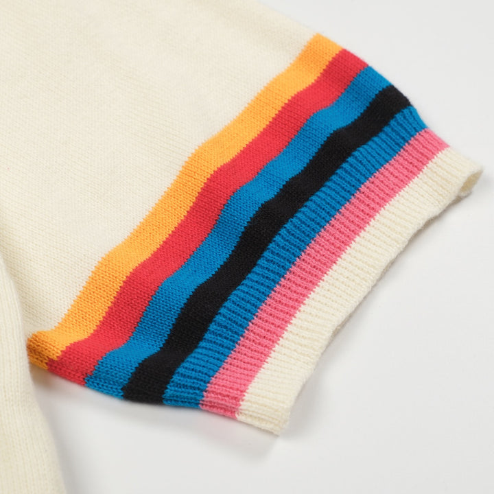 Women's white vintage puppy jacquard knit T-shirt