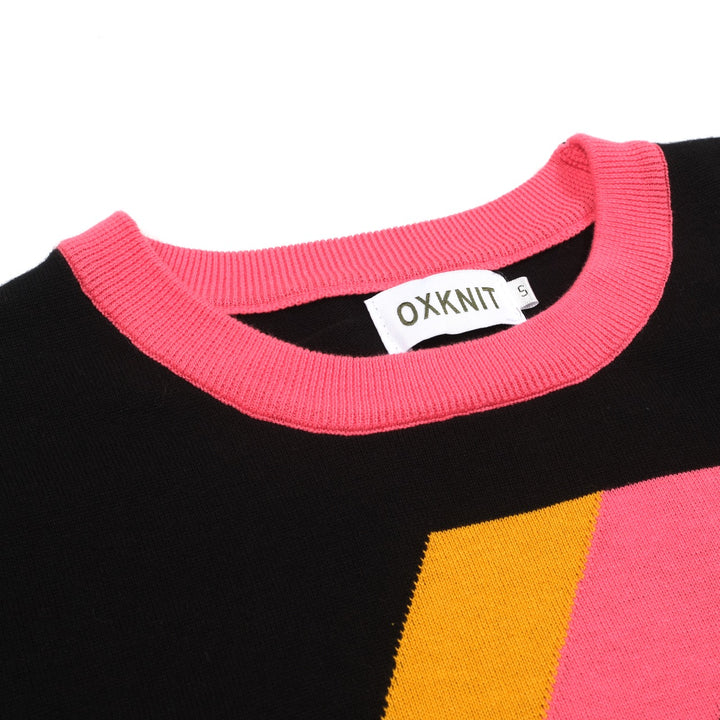 Svart Lightning jacquardstickad T-shirt för kvinnor