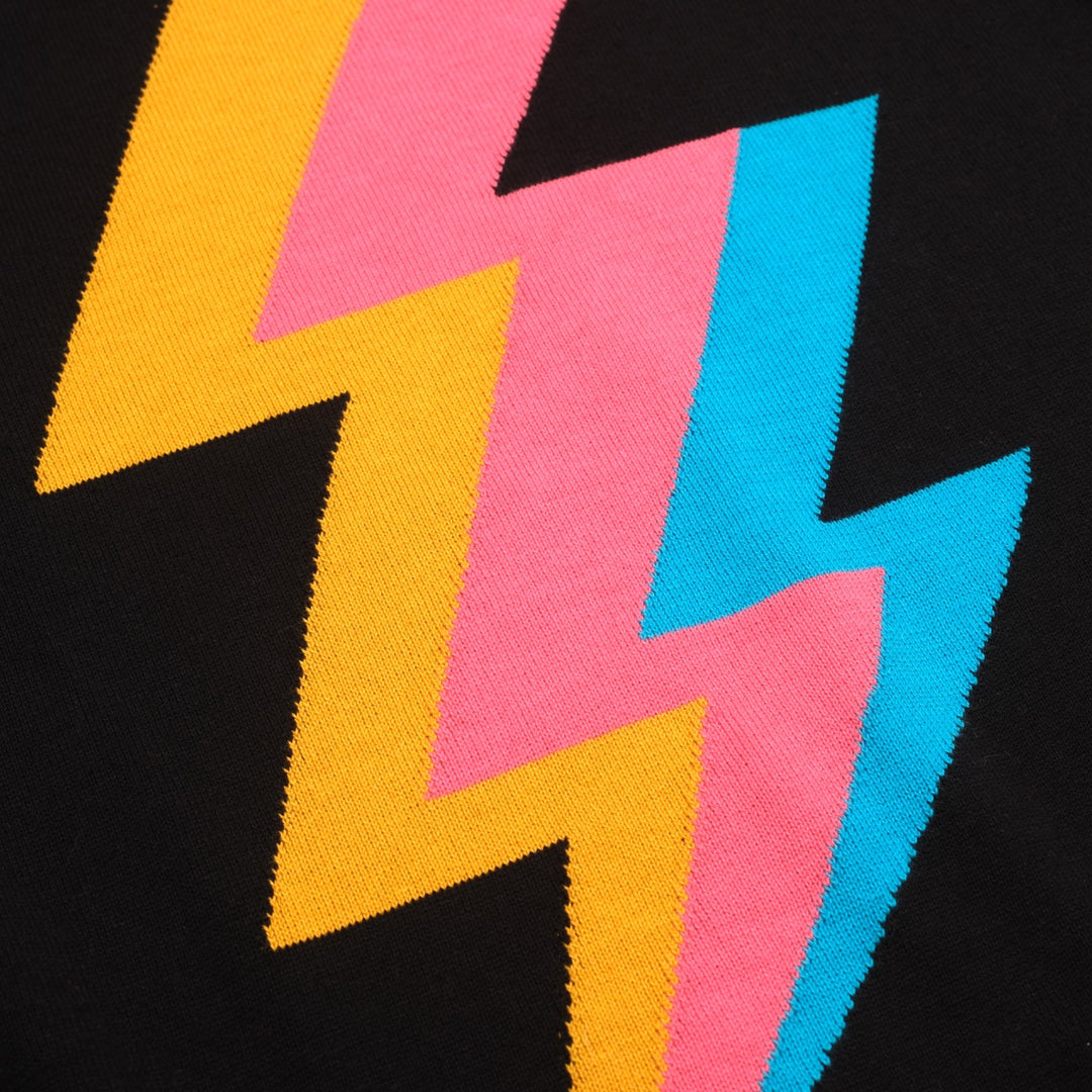 Svart Lightning jacquardstickad T-shirt för kvinnor