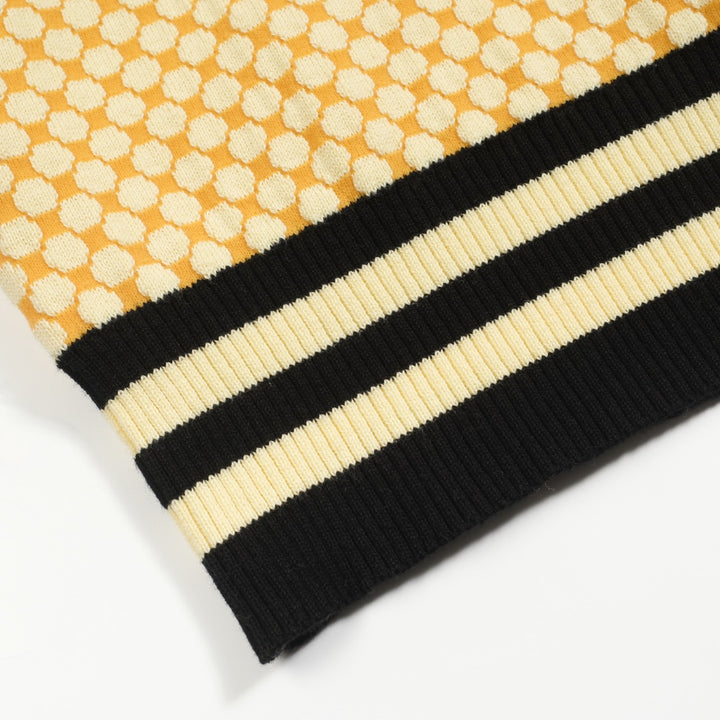 Gul vintage jacquardbroderad stickad T-shirt för män