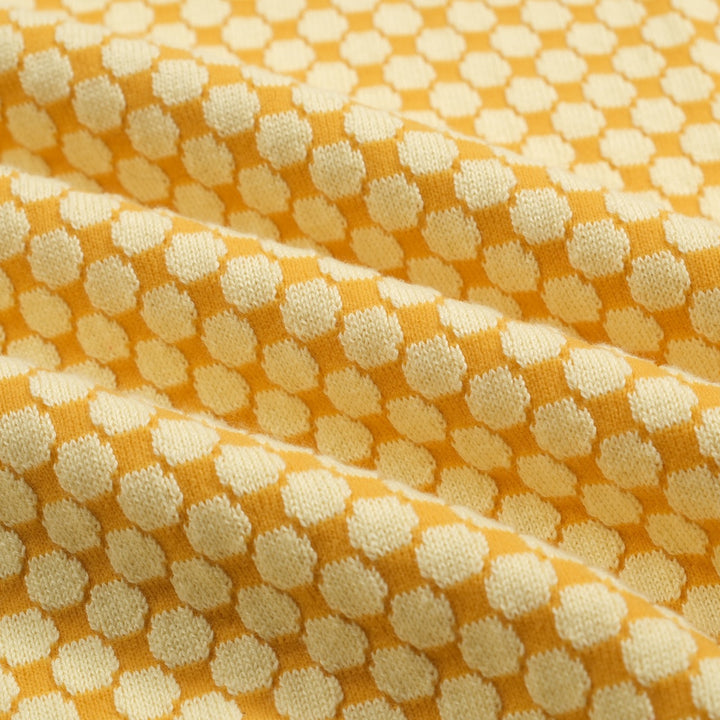 Gul vintage jacquardbroderad stickad T-shirt för män