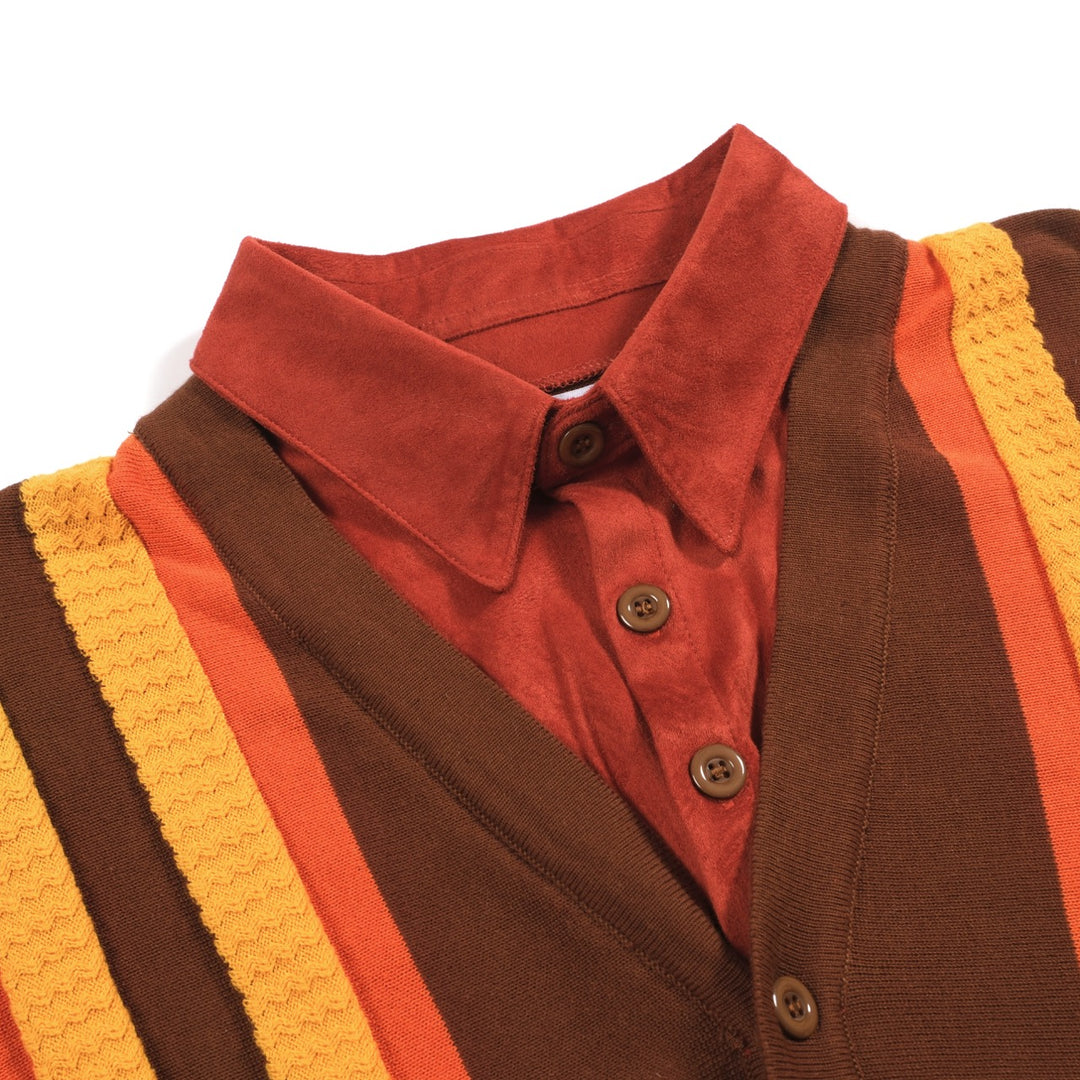 Men's vintage period fake two knitted cardigan
