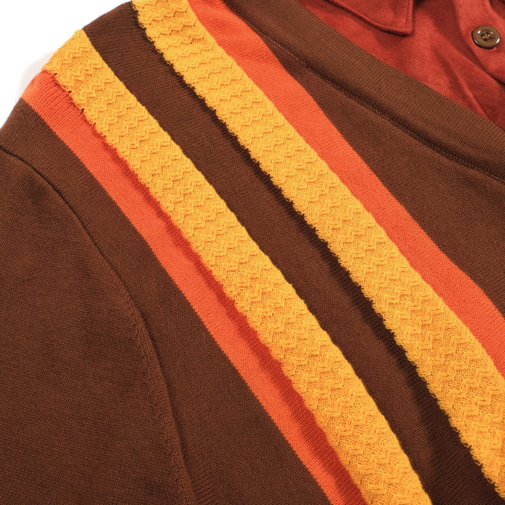 Men's vintage period fake two knitted cardigan