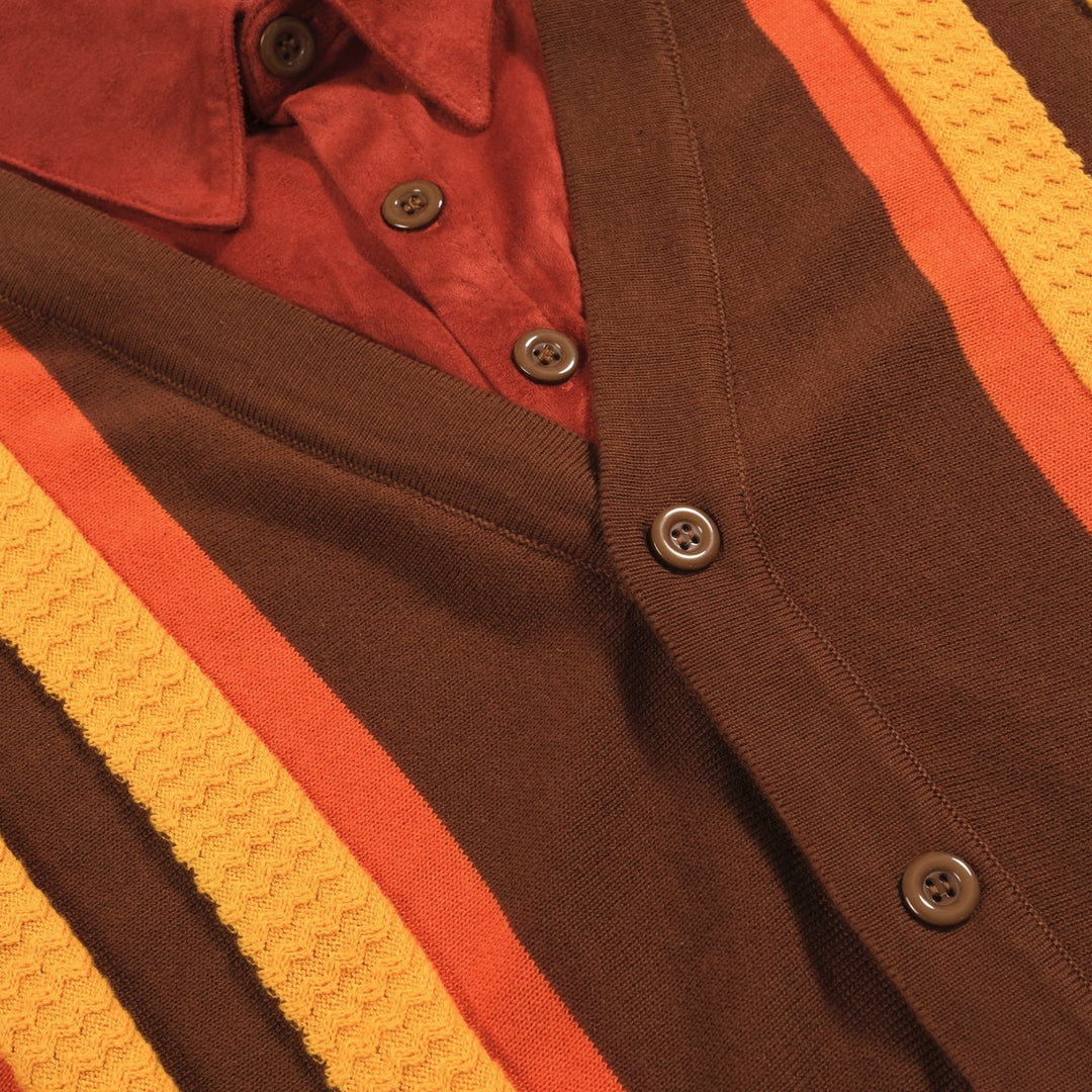 Men's vintage period fake two knitted cardigan